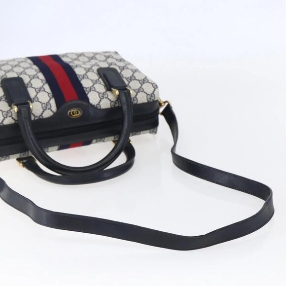 GUCCI GG Supreme Sherry Line Shoulder Bag PVC 2way Navy Gold 010 378 Auth 145988 - Picture 9 of 16